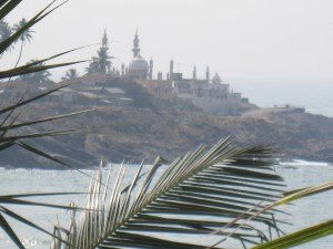 View of mosque and sea from my room